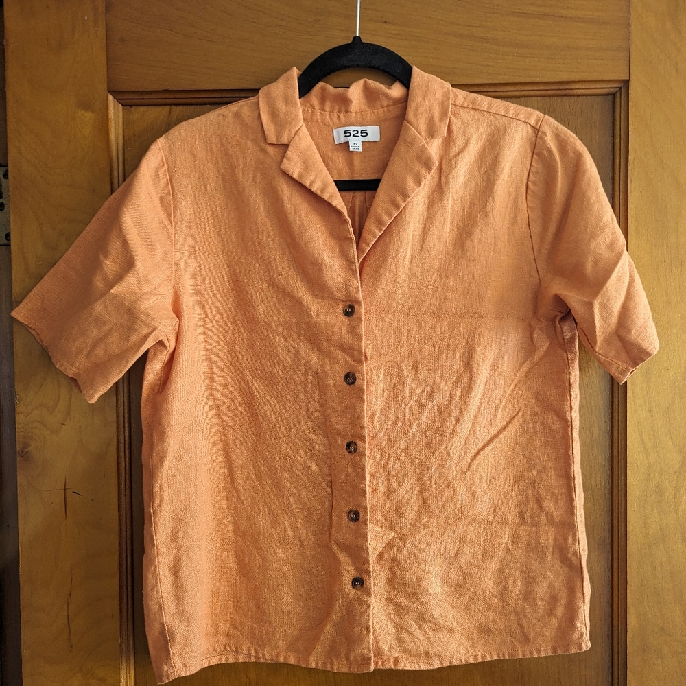 525 America Linen Button Down Blouse | Size XS